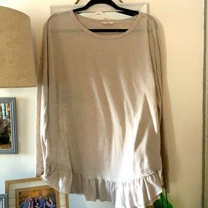 Cream Ruffle Trim Tunic Top